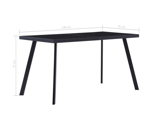 Mesa de comedor de vidrio templado negro 140x70x75 cm