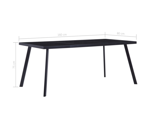 Mesa de comedor de vidrio templado negro 160x80x75 cm