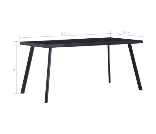 Mesa de comedor de vidrio templado negro 180x90x75 cm