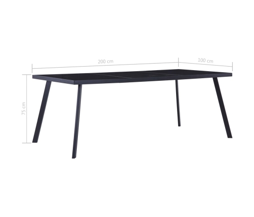 Mesa de comedor de vidrio templado negro 200x100x75 cm