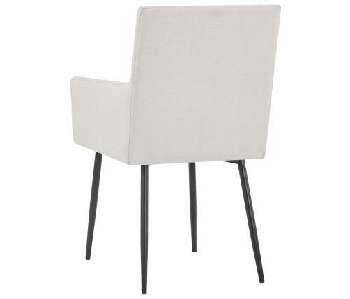 Sillas de comedor con reposabrazos 2 uds tela color crema