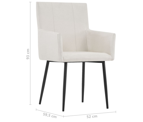 Sillas de comedor con reposabrazos 2 uds tela color crema