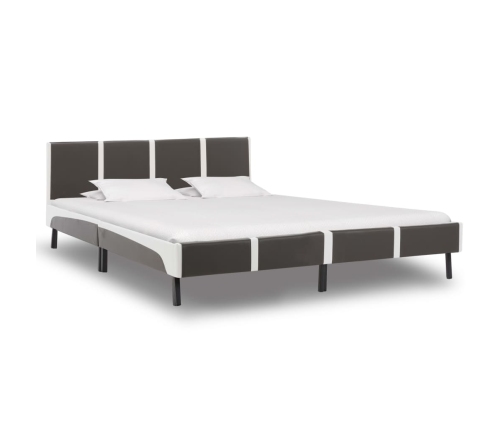 vidaXL Estructura de cama de cuero sintético gris y blanco 180x200 cm