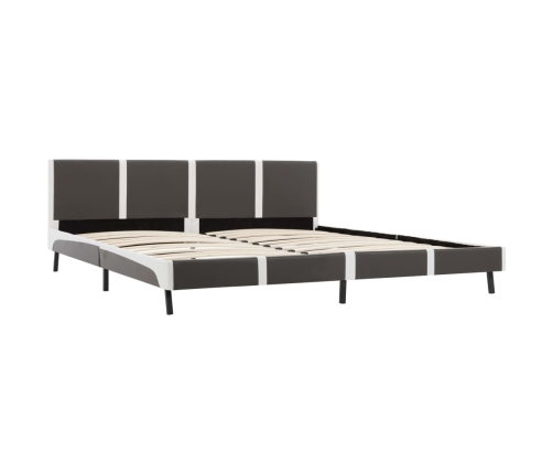 vidaXL Estructura de cama de cuero sintético gris y blanco 180x200 cm