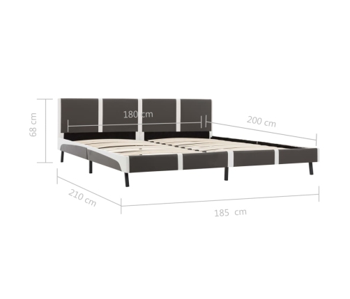 vidaXL Estructura de cama de cuero sintético gris y blanco 180x200 cm