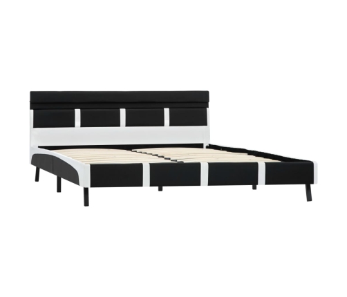 vidaXL Estructura de cama LED cabecero cuero sintético negro 140x200cm