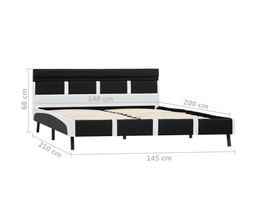 vidaXL Estructura de cama LED cabecero cuero sintético negro 140x200cm