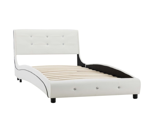 vidaXL Estructura de cama de cuero sintético blanco 90x200 cm