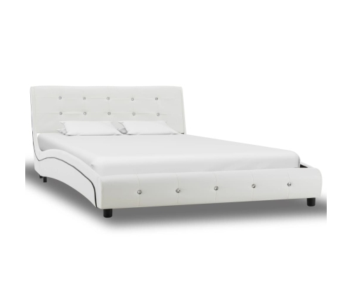 Estructura de cama sin colchón cuero sintético blanco 120x200cm