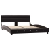 Estructura de cama con LED sin colchón cuero negro 140x200 cm
