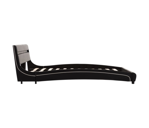 Estructura de cama con LED sin colchón cuero negro 140x200 cm