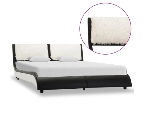 vidaXL Estructura de cama cuero sintético negro y blanco 140x200 cm