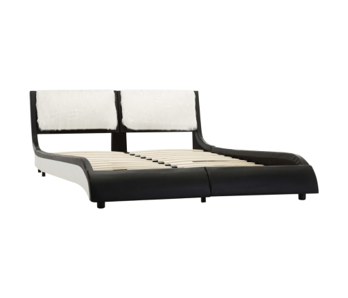 vidaXL Estructura de cama cuero sintético negro y blanco 140x200 cm