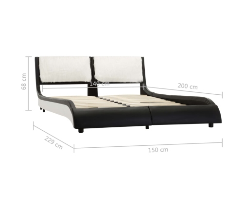 vidaXL Estructura de cama cuero sintético negro y blanco 140x200 cm