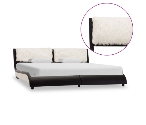 vidaXL Estructura de cama cuero sintético negro y blanco 180x200 cm