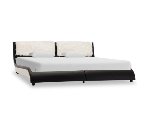 vidaXL Estructura de cama cuero sintético negro y blanco 180x200 cm