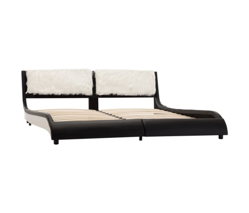 vidaXL Estructura de cama cuero sintético negro y blanco 180x200 cm