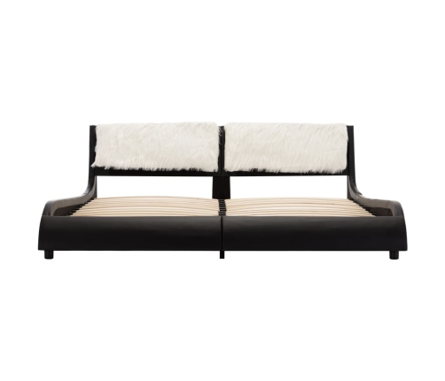 vidaXL Estructura de cama cuero sintético negro y blanco 180x200 cm