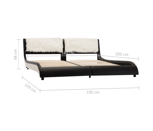 vidaXL Estructura de cama cuero sintético negro y blanco 180x200 cm