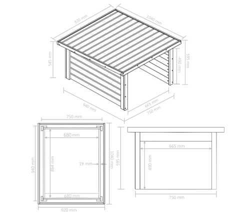 Cobertizo para cortacésped madera maciza de pino 92x104x59,5 cm