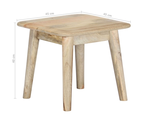 Mesa de centro de madera maciza de mango 45x45x40 cm