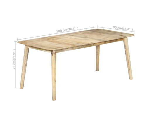 Mesa de comedor de madera maciza de mango 180x90x76 cm