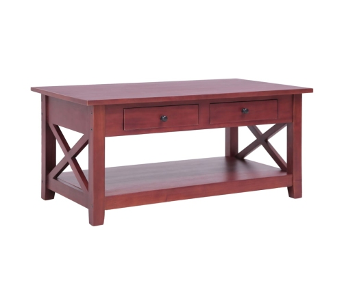 Mesa de centro de madera maciza de caoba marrón 100x55x46 cm