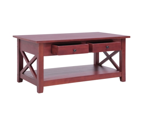 Mesa de centro de madera maciza de caoba marrón 100x55x46 cm