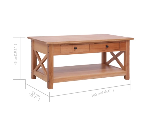 Mesa de centro de madera maciza de caoba 100x55x46 cm