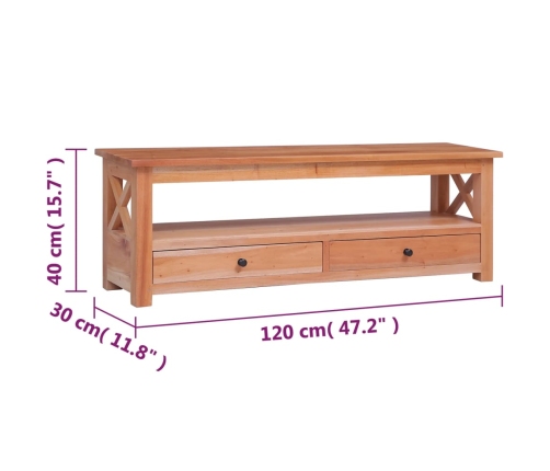 vidaXL Mueble para TV de madera maciza de caoba 120x30x40 cm