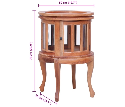 Armario vitrina de madera maciza de caoba natural 50x50x76 cm