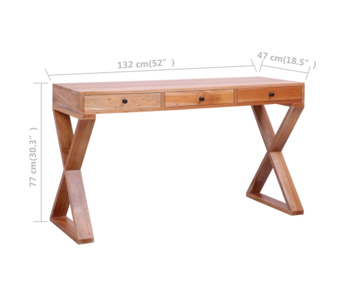 Escritorio ordenador madera maciza de caoba natural 132x47x77cm