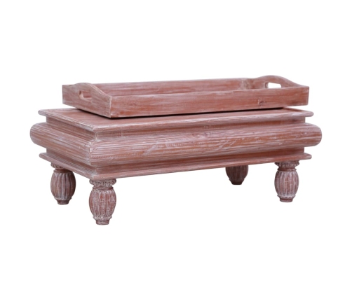 Mesa de centro de madera maciza de caoba marrón 90x50x40 cm