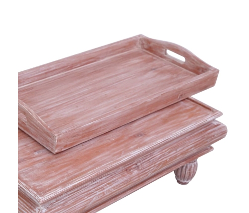 Mesa de centro de madera maciza de caoba marrón 90x50x40 cm