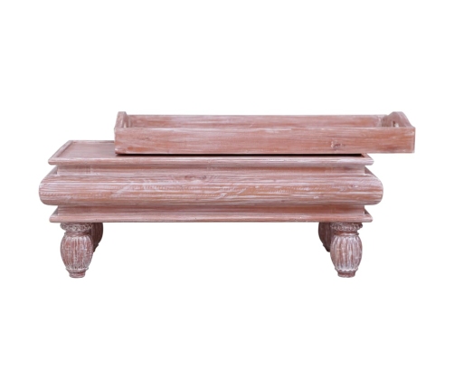 Mesa de centro de madera maciza de caoba marrón 90x50x40 cm