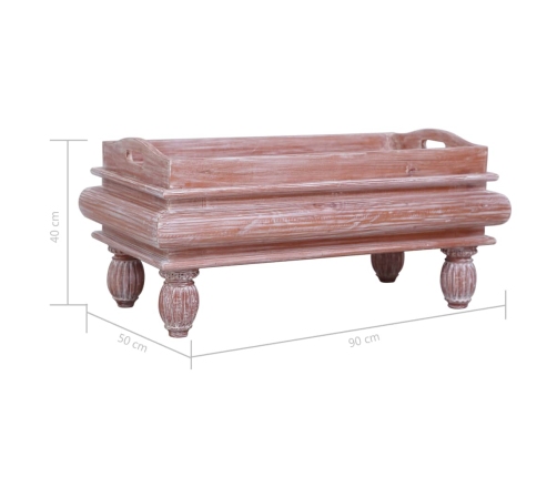 Mesa de centro de madera maciza de caoba marrón 90x50x40 cm