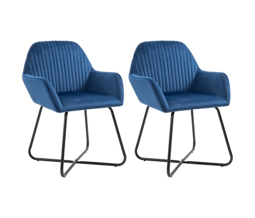 Sillas de comedor 2 unidades terciopelo azul