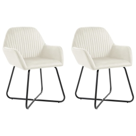 Sillas de comedor 2 unidades terciopelo crema