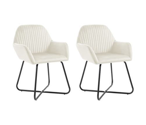 Sillas de comedor 2 unidades terciopelo crema