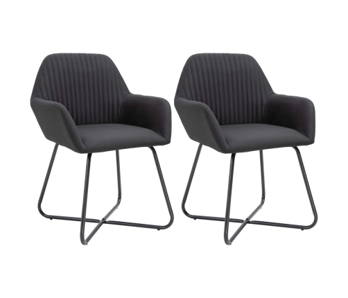 Sillas de comedor 2 unidades tela negro