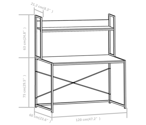 Escritorio para ordenador negro 120x60x73 cm