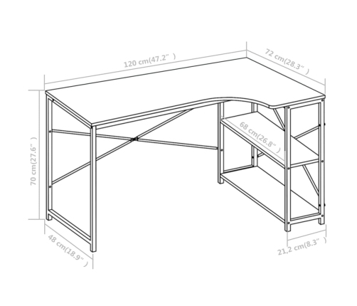 Escritorio para ordenador blanco 120x72x70 cm