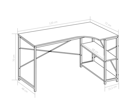 Escritorio para ordenador negro y roble 120x72x70 cm