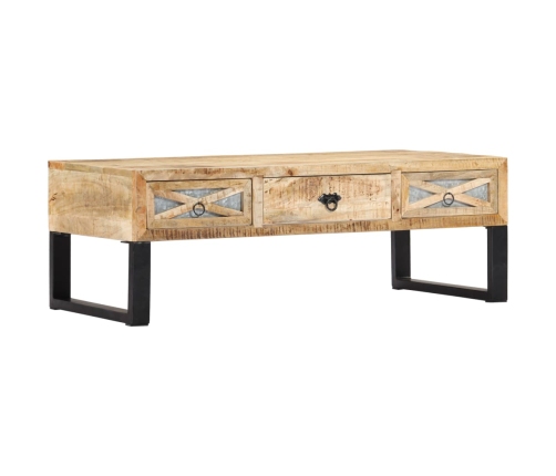 Mesa de centro de madera maciza de mango 110x50x38 cm