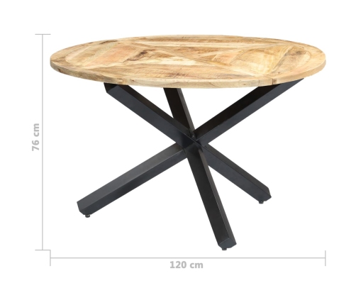 Mesa de comedor redonda de madera maciza de mango 120x76 cm