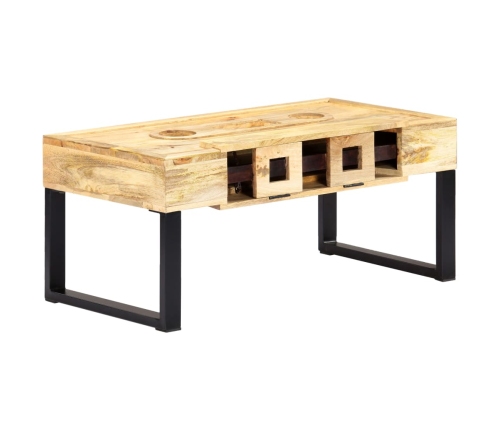 Mesa de centro estilo cassette madera maciza mango 100x52x45 cm