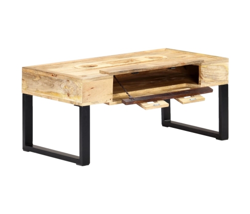 Mesa de centro estilo cassette madera maciza mango 100x52x45 cm