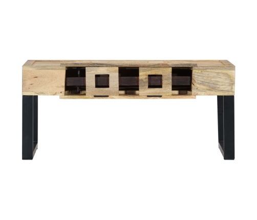 Mesa de centro estilo cassette madera maciza mango 100x52x45 cm