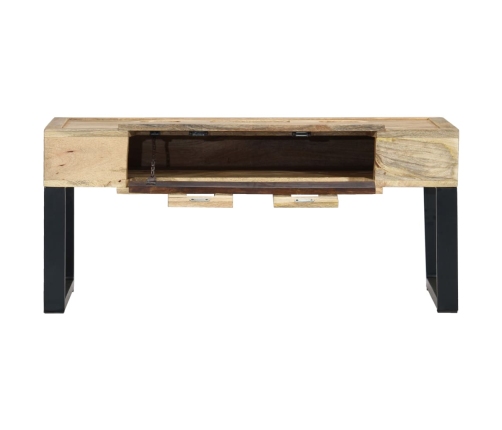 Mesa de centro estilo cassette madera maciza mango 100x52x45 cm