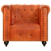 Sillón Chesterfield de cuero auténtico marrón canela